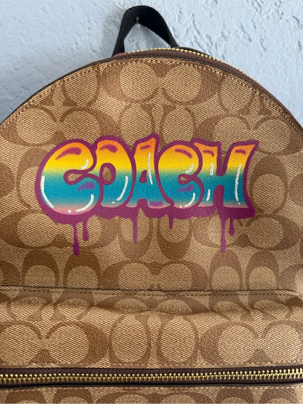 NWOT! COACH Signature Canvas & Red Leather Graffiti & Patches West Backpack!